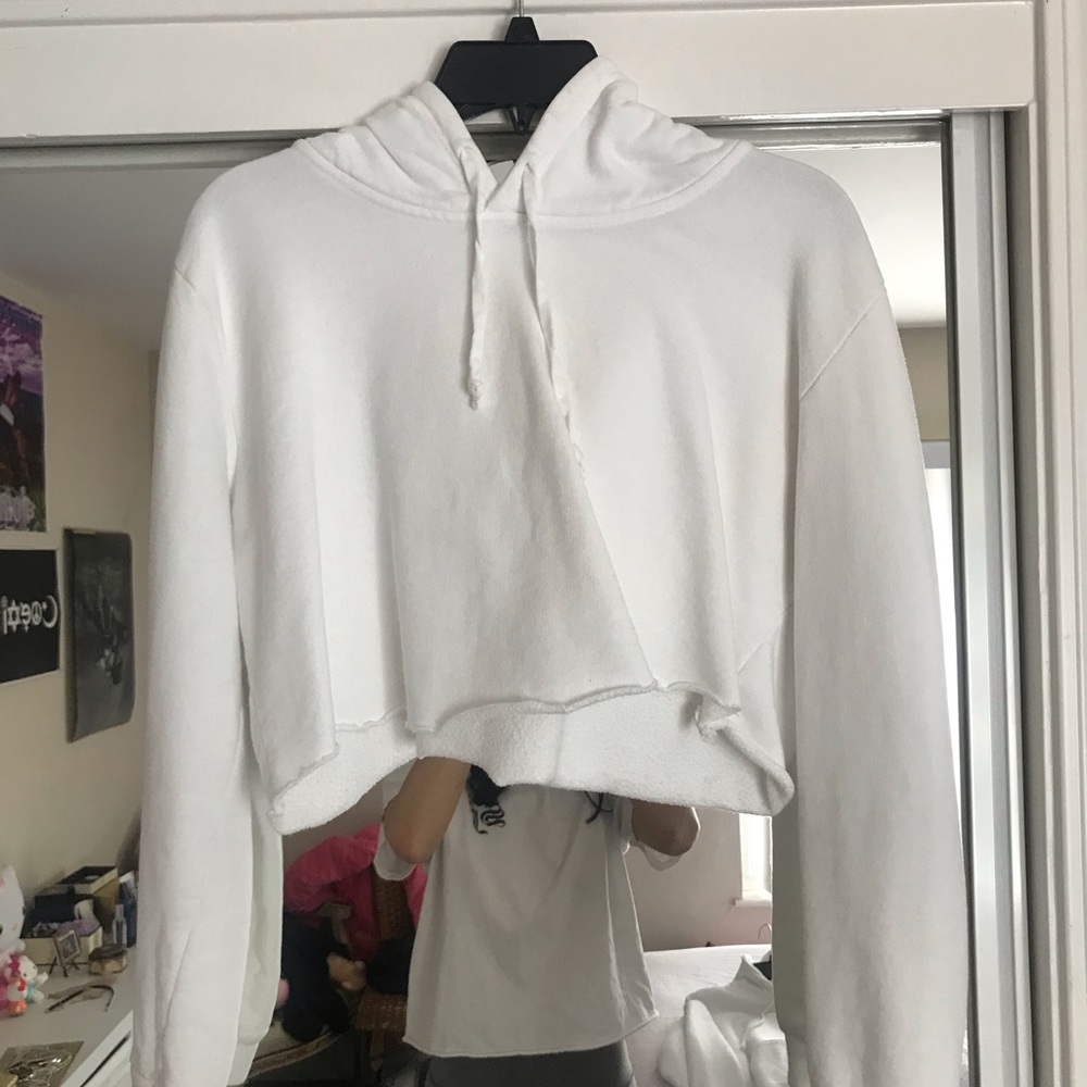 Brandy Melville White Cropped Hoodie